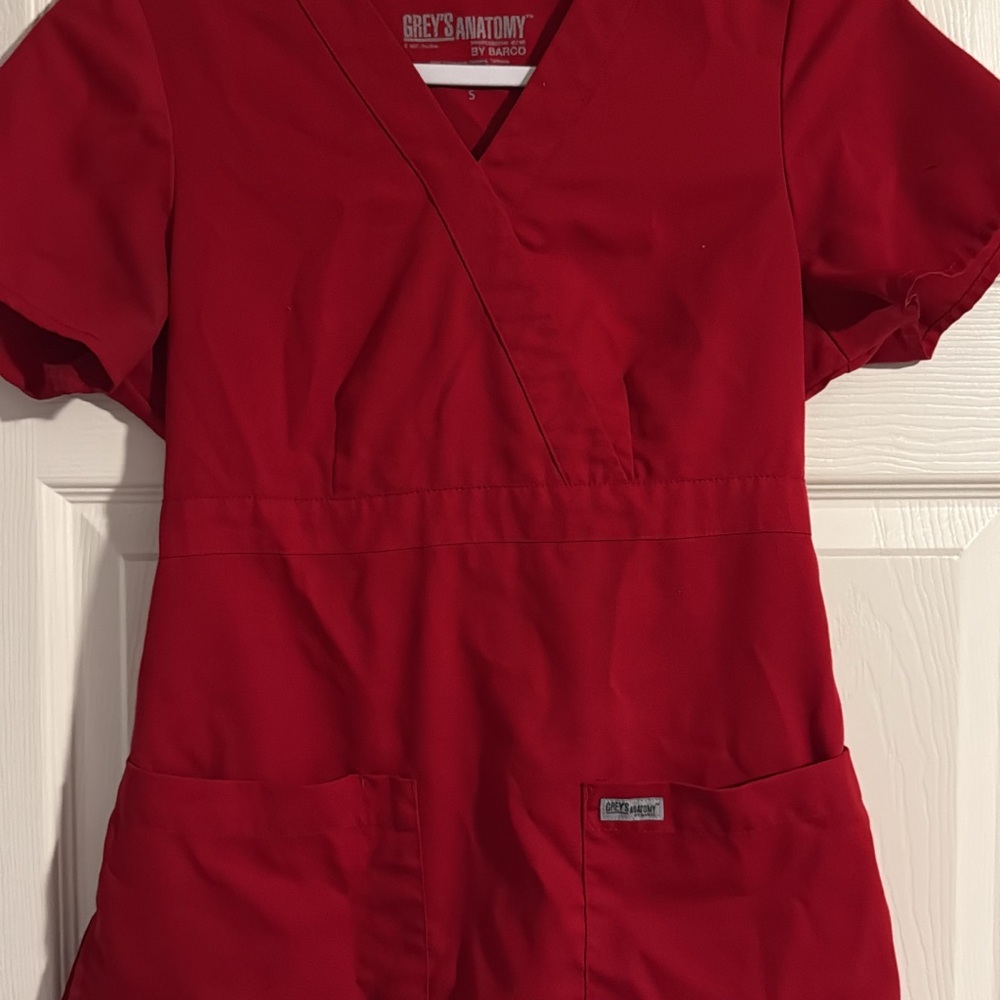 Grey's Anatomy V-Neck Red Scrub Top